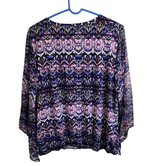 Roz & Ali Purple Printed Blouse Size Large - Picture 6 of 6